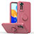 Funda Silicona Carcasa Ultrafina Goma con Magnetico Anillo de dedo Soporte QW1 para Xiaomi Redmi Note 11 4G (2022) Rojo Rosa