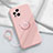 Funda Silicona Carcasa Ultrafina Goma con Magnetico Anillo de dedo Soporte S03 para Oppo Find X3 Pro 5G Rosa