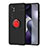 Funda Silicona Carcasa Ultrafina Goma con Magnetico Anillo de dedo Soporte SD1 para Xiaomi Mi Note 10 Lite Rojo y Negro