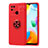 Funda Silicona Carcasa Ultrafina Goma con Magnetico Anillo de dedo Soporte SD1 para Xiaomi Redmi 10 India Rojo