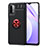 Funda Silicona Carcasa Ultrafina Goma con Magnetico Anillo de dedo Soporte SD1 para Xiaomi Redmi 9T 4G Rojo y Negro