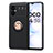 Funda Silicona Carcasa Ultrafina Goma con Magnetico Anillo de dedo Soporte SD1 para Xiaomi Redmi Note 11R 5G Oro y Negro