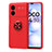 Funda Silicona Carcasa Ultrafina Goma con Magnetico Anillo de dedo Soporte SD1 para Xiaomi Redmi Note 11R 5G Rojo