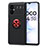 Funda Silicona Carcasa Ultrafina Goma con Magnetico Anillo de dedo Soporte SD1 para Xiaomi Redmi Note 11R 5G Rojo y Negro