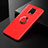 Funda Silicona Carcasa Ultrafina Goma con Magnetico Anillo de dedo Soporte SD1 para Xiaomi Redmi Note 9 Pro Rojo