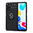 Funda Silicona Carcasa Ultrafina Goma con Magnetico Anillo de dedo Soporte SD2 para Xiaomi Redmi Note 11 4G (2022) Negro