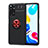 Funda Silicona Carcasa Ultrafina Goma con Magnetico Anillo de dedo Soporte SD2 para Xiaomi Redmi Note 11 4G (2022) Rojo y Negro
