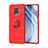 Funda Silicona Carcasa Ultrafina Goma con Magnetico Anillo de dedo Soporte SD2 para Xiaomi Redmi Note 9 Pro Rojo