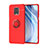 Funda Silicona Carcasa Ultrafina Goma con Magnetico Anillo de dedo Soporte SD2 para Xiaomi Redmi Note 9S Rojo