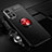 Funda Silicona Carcasa Ultrafina Goma con Magnetico Anillo de dedo Soporte SD3 para Xiaomi Redmi Note 11T 5G Rojo y Negro