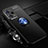 Funda Silicona Carcasa Ultrafina Goma con Magnetico Anillo de dedo Soporte SD3 para Xiaomi Redmi Note 12 Pro 5G Azul y Negro