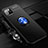 Funda Silicona Carcasa Ultrafina Goma con Magnetico Anillo de dedo Soporte T01 para Apple iPhone 11 Pro Azul y Negro
