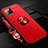 Funda Silicona Carcasa Ultrafina Goma con Magnetico Anillo de dedo Soporte T01 para Apple iPhone 11 Pro Rojo