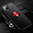 Funda Silicona Carcasa Ultrafina Goma con Magnetico Anillo de dedo Soporte T01 para Apple iPhone 11 Pro Rojo y Negro