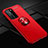 Funda Silicona Carcasa Ultrafina Goma con Magnetico Anillo de dedo Soporte T01 para Huawei P40 Pro Rojo