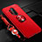 Funda Silicona Carcasa Ultrafina Goma con Magnetico Anillo de dedo Soporte T01 para OnePlus 8 Pro Rojo