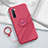 Funda Silicona Carcasa Ultrafina Goma con Magnetico Anillo de dedo Soporte T01 para Oppo F15 Rojo Rosa