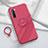 Funda Silicona Carcasa Ultrafina Goma con Magnetico Anillo de dedo Soporte T01 para Oppo Find X2 Lite Rojo Rosa