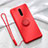 Funda Silicona Carcasa Ultrafina Goma con Magnetico Anillo de dedo Soporte T01 para Oppo R17 Pro Rojo