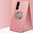 Funda Silicona Carcasa Ultrafina Goma con Magnetico Anillo de dedo Soporte T01 para Oppo Reno3 Pro Oro Rosa