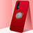 Funda Silicona Carcasa Ultrafina Goma con Magnetico Anillo de dedo Soporte T01 para Oppo Reno3 Pro Rojo