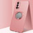Funda Silicona Carcasa Ultrafina Goma con Magnetico Anillo de dedo Soporte T01 para Oppo Reno4 5G Oro Rosa