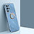 Funda Silicona Carcasa Ultrafina Goma con Magnetico Anillo de dedo Soporte T01 para Samsung Galaxy S21 Ultra 5G Azul