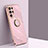 Funda Silicona Carcasa Ultrafina Goma con Magnetico Anillo de dedo Soporte T01 para Samsung Galaxy S21 Ultra 5G Oro Rosa