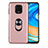 Funda Silicona Carcasa Ultrafina Goma con Magnetico Anillo de dedo Soporte T01 para Xiaomi Redmi Note 9 Pro Max Oro Rosa