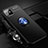 Funda Silicona Carcasa Ultrafina Goma con Magnetico Anillo de dedo Soporte T02 para Apple iPhone 11 Azul y Negro