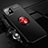 Funda Silicona Carcasa Ultrafina Goma con Magnetico Anillo de dedo Soporte T02 para Apple iPhone 11 Rojo y Negro