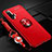 Funda Silicona Carcasa Ultrafina Goma con Magnetico Anillo de dedo Soporte T02 para Huawei Honor 20 Rojo