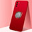 Funda Silicona Carcasa Ultrafina Goma con Magnetico Anillo de dedo Soporte T02 para Huawei Honor X10 5G Rojo