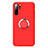 Funda Silicona Carcasa Ultrafina Goma con Magnetico Anillo de dedo Soporte T02 para Huawei P30 Pro Rojo