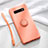 Funda Silicona Carcasa Ultrafina Goma con Magnetico Anillo de dedo Soporte T02 para Samsung Galaxy S10 5G Naranja