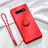 Funda Silicona Carcasa Ultrafina Goma con Magnetico Anillo de dedo Soporte T03 para Samsung Galaxy S10 Plus Rojo