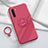 Funda Silicona Carcasa Ultrafina Goma con Magnetico Anillo de dedo Soporte T04 para Oppo Find X2 Lite Rojo Rosa