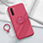 Funda Silicona Carcasa Ultrafina Goma con Magnetico Anillo de dedo Soporte T04 para Oppo K7 5G Rojo Rosa