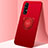 Funda Silicona Carcasa Ultrafina Goma con Magnetico Anillo de dedo Soporte T04 para Oppo Reno3 Pro Rojo