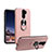 Funda Silicona Carcasa Ultrafina Goma con Magnetico Anillo de dedo Soporte T05 para Xiaomi Redmi Note 8 Pro Oro Rosa