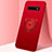 Funda Silicona Carcasa Ultrafina Goma con Magnetico Anillo de dedo Soporte T06 para Samsung Galaxy S10 Plus Rojo