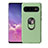 Funda Silicona Carcasa Ultrafina Goma con Magnetico Anillo de dedo Soporte T07 para Samsung Galaxy S10 5G Verde