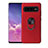 Funda Silicona Carcasa Ultrafina Goma con Magnetico Anillo de dedo Soporte T07 para Samsung Galaxy S10 Plus Rojo