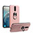 Funda Silicona Carcasa Ultrafina Goma con Magnetico Anillo de dedo Soporte T08 para Xiaomi Mi 9T Pro Oro Rosa