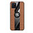 Funda Silicona Carcasa Ultrafina Goma con Magnetico Anillo de dedo Soporte X02L para Samsung Galaxy Note 10 Lite Marron