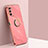 Funda Silicona Carcasa Ultrafina Goma con Magnetico Anillo de dedo Soporte XL1 para Samsung Galaxy A03s Rosa Roja