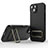 Funda Silicona Carcasa Ultrafina Goma con Soporte KC2 para Apple iPhone 13 Negro