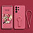 Funda Silicona Carcasa Ultrafina Goma con Soporte para Samsung Galaxy S21 Ultra 5G Rojo Rosa