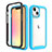 Funda Silicona Carcasa Ultrafina Goma Frontal y Trasera 360 Grados para Apple iPhone 13 Azul y Negro