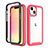 Funda Silicona Carcasa Ultrafina Goma Frontal y Trasera 360 Grados para Apple iPhone 13 Mini Rojo y Negro